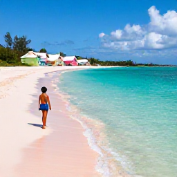 Caribbean Holidays, Bermuda Solo Holidays, Solo traveller relaxing on a quiet pink-sand beach in Bermuda during September, clear turquoise water and pastel cottages nearby