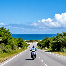 Caribbean Holidays, Bermuda Solo Holidays, Solo traveller riding a scooter along a scenic Bermuda coastal road with ocean views and lush greenery in August