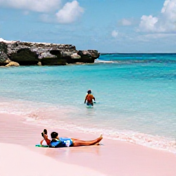 Caribbean Holidays, Bermuda Solo Holidays, Solo traveller swimming and relaxing at Horseshoe Bay in Bermuda, surrounded by pink sand, clear water and rocky coves