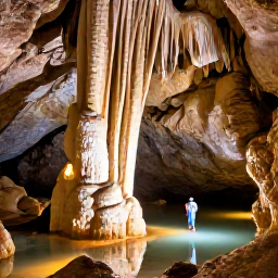 Caribbean Holidays, Bermuda Solo Holidays, Solo visitor exploring Crystal Cave in Bermuda with dramatic stalactites, underground pools and warm atmospheric lighting