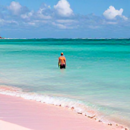 Caribbean Holidays, Bermuda Solo Holidays, Solo visitor swimming and snorkelling in clear turquoise water beside a pink-sand beach at Horseshoe Bay, Bermuda