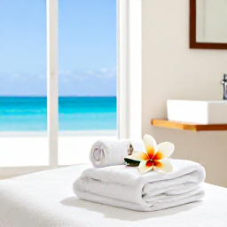 Caribbean Holidays, Bermuda Spa Breaks, A bright Bermuda spa treatment room with natural light, white towels, local flowers and a view towards the blue ocean