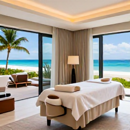 Caribbean Holidays, Bermuda Spa Breaks, Elegant Bermuda spa resort treatment room with soft natural light, ocean-inspired colours and a calm February atmosphere
