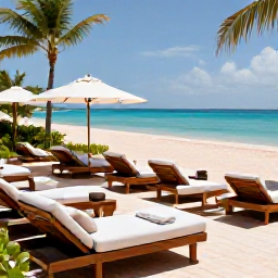 Caribbean Holidays, Bermuda Spa Breaks, Luxury Bermuda spa resort overlooking a turquoise ocean, with palm trees, pale pink sand and elegant outdoor treatment areas in warm June sunshine