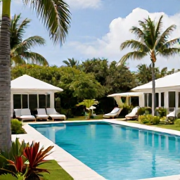 Caribbean Holidays, Bermuda Spa Breaks, Peaceful Bermuda resort pool surrounded by palms and lush gardens, representing a calm September spa escape