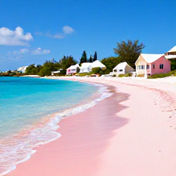 Caribbean Holidays, Bermuda Tours, A scenic view of Bermuda's pink-sand coastline, turquoise water and pastel cottages under a bright blue sky