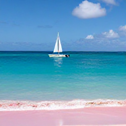Caribbean Holidays, Bermuda Tours May, Sunny Bermuda coastline in May with turquoise water, pink sand beach and a small sailing boat
