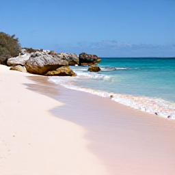 Caribbean Holidays, Bermuda Walking Holidays, A quiet pink-sand beach and rocky coastline in Bermuda during a bright February day
