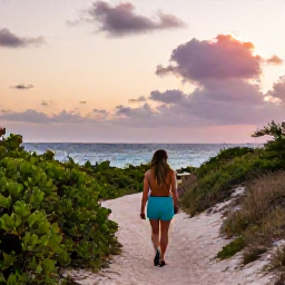 Caribbean Holidays, Bermuda Walking Holidays, A relaxed walker enjoying a Bermuda beach at sunset after a day on the trails, with calm sea and pastel sky