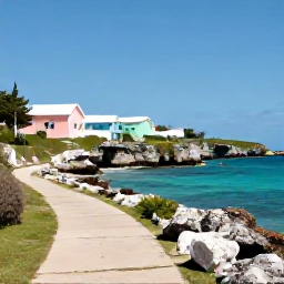 Caribbean Holidays, Bermuda Walking Holidays, A scenic coastal walking trail in Bermuda during March, with turquoise water, pastel houses, limestone cliffs and soft sunshine