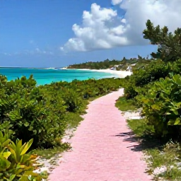 Caribbean Holidays, Bermuda Walking Holidays, A scenic coastal walking trail in Bermuda in July, with turquoise water, pink sand and lush greenery