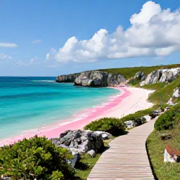 Caribbean Holidays, Bermuda Walking Holidays, A scenic coastal walking trail in Bermuda in May, with turquoise sea, pink sand, limestone cliffs and bright spring sunshine