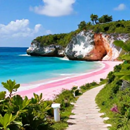 Caribbean Holidays, Bermuda Walking Holidays, A scenic coastal walking trail in Bermuda in September, with turquoise sea, pink sand, limestone cliffs and lush greenery under a bright sky