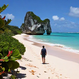 Caribbean Holidays, Bermuda Walking Holidays, A walker beside Bermuda&rsquo;s South Shore coastal path overlooking pink sand beaches, turquoise water and limestone rock formations