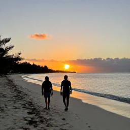 Caribbean Holidays, Bermuda Walking Holidays, Friendly walkers enjoying a quiet Bermuda beach at sunset after a December coastal walk