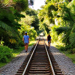 Caribbean Holidays, Bermuda Walking Holidays, Walkers following a peaceful Bermuda Railway Trail through woodland and countryside under warm summer sunlight
