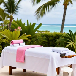 Caribbean Holidays, Bermuda Wellness, Bermuda wellness setting with an outdoor spa treatment, tropical greenery and peaceful pastel surroundings