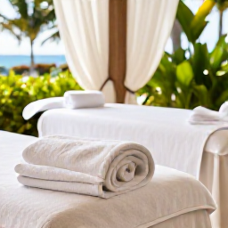 Caribbean Holidays, Bermuda Wellness Breaks, Elegant Bermuda spa setting with natural light, soft towels, treatment beds and tropical greenery