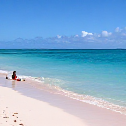 Caribbean Holidays, Bermuda Wellness, Calm turquoise sea, pink sand beach and a visitor relaxing in the gentle March sunshine in Bermuda