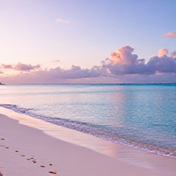 Caribbean Holidays, Bermuda Wellness, Quiet pink-sand beach in Bermuda at sunrise, calm turquoise water and a relaxed holiday atmosphere