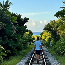 Caribbean Holidays, Bermuda Wellness, Traveller walking along Bermuda Railway Trail in December, lush greenery, coastal views and soft afternoon light