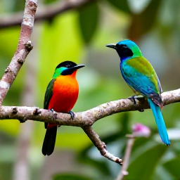Caribbean Holidays, Birdwatching Holidays, Colourful Caribbean forest with tropical birds perched among lush foliage on Saint Vincent