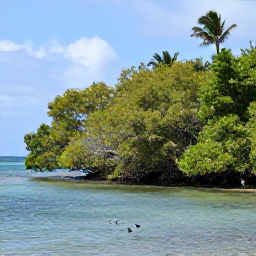 Caribbean Holidays, Birdwatching Holidays, Quiet coastal wetland and mangrove habitat with wading birds and tropical vegetation on Saint Vincent