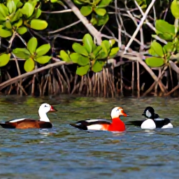 Caribbean Holidays, Birdwatching Holidays, White-cheeked pintail ducks and bright Caribbean birds beside a calm mangrove lagoon on Grand Turk
