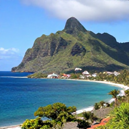 Caribbean Holidays, Bonaire Beach Holidays, Dramatic green mountain scenery and a secluded Caribbean coastline on Saba, with deep blue sea and a small village on the hillside