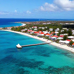 Caribbean Holidays, Bonaire Caribbean Holidays, Aerial view of Bonaire's turquoise Caribbean sea, colourful shoreline and small island town