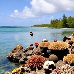 Caribbean Holidays, Bonaire February Nature, Snorkeller above colourful coral and tropical fish in Bonaire National Marine Park, with calm clear water and a rocky shoreline