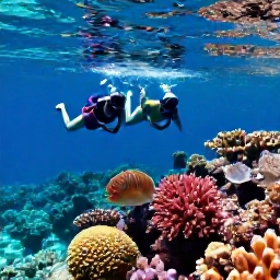 Caribbean Holidays, British Virgin Islands Adventures, Snorkellers exploring a colourful coral reef with tropical fish in crystal-clear Caribbean water