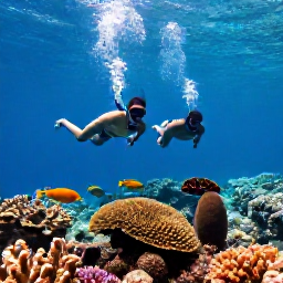 Caribbean Holidays, British Virgin Islands All Inclusive, Travellers snorkelling above colourful coral and tropical fish in clear British Virgin Islands water