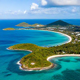 Caribbean Holidays, British Virgin Islands April, Aerial view of the British Virgin Islands in April, showing turquoise water, green islands and white sandy beaches
