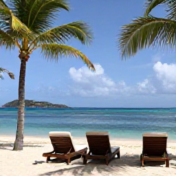 Caribbean Holidays, British Virgin Islands April, Relaxed beach scene at a British Virgin Islands all-inclusive resort in April, with sun loungers, palm trees and calm Caribbean sea