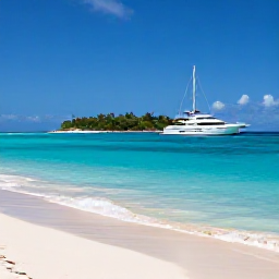 Caribbean Holidays, British Virgin Islands Business Class, Luxury sailing yacht anchored beside a small tropical island in the British Virgin Islands, bright blue sea and peaceful beach