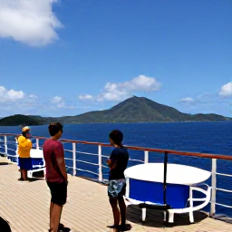 Caribbean Holidays, British Virgin Islands Cruises, Passengers enjoying a sunny cruise deck with the mountainous British Virgin Islands visible in the distance