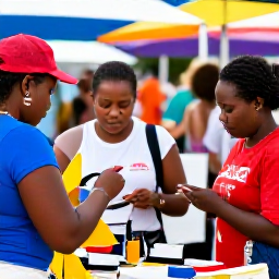 Caribbean Holidays, British Virgin Islands Culture, Visitors meeting friendly local artists and craftspeople at a small market in Road Town, British Virgin Islands