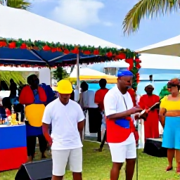 Caribbean Holidays, British Virgin Islands December, Colourful December cultural celebration in Road Town, British Virgin Islands, with local musicians, festive decorations and visitors enjoying the atmosphere