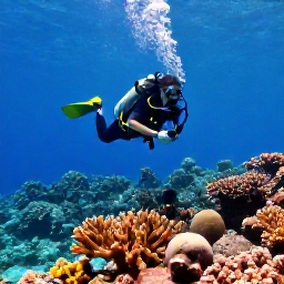 Caribbean Holidays, British Virgin Islands Diving, Scuba diver exploring clear Caribbean water above a colourful coral reef near the British Virgin Islands