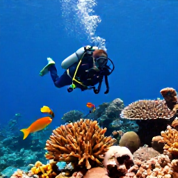 Caribbean Holidays, British Virgin Islands Diving, Scuba divers swimming over colourful coral reefs with tropical fish around Norman Island in the British Virgin Islands