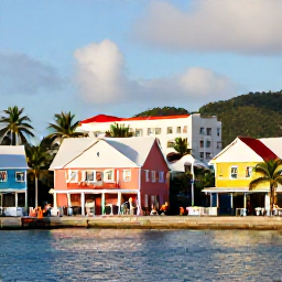 Caribbean Holidays, British Virgin Islands February, Bright February morning in Road Town, British Virgin Islands, with colourful buildings, palm trees and visitors exploring the waterfront