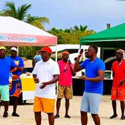Caribbean Holidays, British Virgin Islands February, Visitors enjoying a lively Caribbean cultural celebration in the British Virgin Islands, with local music, dancing, colourful clothing and food stalls