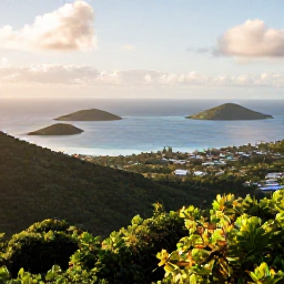 Caribbean Holidays, British Virgin Islands Instagram Hotspots in March, Sunrise view from Sage Mountain on Tortola in March, looking across forested hills and sparkling islands in the Caribbean Sea