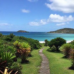Caribbean Holidays, British Virgin Islands June, A green coastal trail overlooking turquoise sea and small islands in the British Virgin Islands
