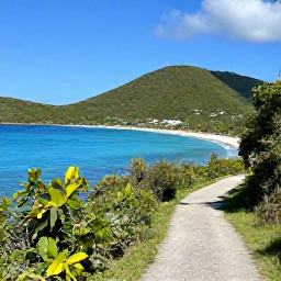 Caribbean Holidays, British Virgin Islands Walks, A scenic coastal walking trail on Tortola in the British Virgin Islands, with turquoise sea, green hills and clear January sunshine