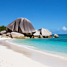 Caribbean Holidays, British Virgin Islands, White sandy beach at The Baths on Virgin Gorda, with huge granite boulders beside clear Caribbean water