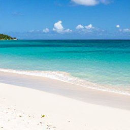 Caribbean Holidays, BVI Beach Holidays, A panoramic photograph of a quiet white-sand beach and clear turquoise sea on Tortola in the British Virgin Islands during sunny May weather