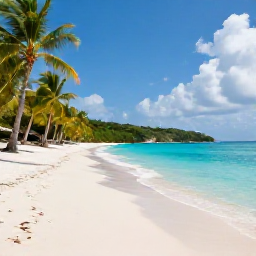 Caribbean Holidays, BVI Beach Holidays, A quiet white-sand beach in the British Virgin Islands with turquoise water, palm trees and gentle late-summer sunlight