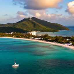 Caribbean Holidays, BVI Business Class, Aerial view of green British Virgin Islands, turquoise sea, sailing boats and white beaches in warm August sunshine